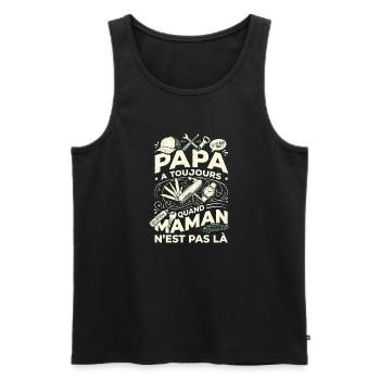 Cadeau Papa Bricoleur Humour Fête des Pères - Débardeur bio Premium Homme - noir - Devant - Michal (187cm)