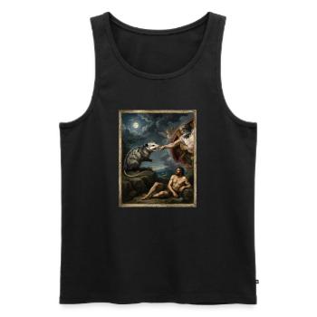 Opossum Beats God's Hand Funny Opossum Meme - Men's Premium Organic Tank Top - black - Front - Michal (187cm)
