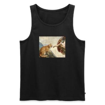 Chat gifle la main de Dieu Mème des chats drôles - Débardeur bio Premium Homme - noir - Devant - Michal (187cm)