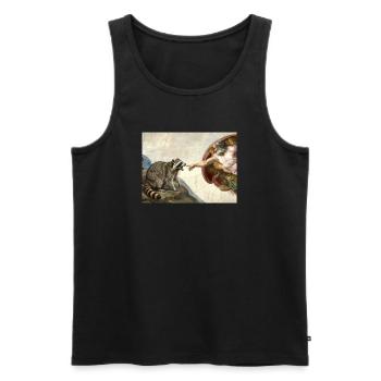 raccoon beating god's hand raccoon meme - Men's Premium Organic Tank Top - black - Front - Michal (187cm)