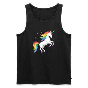 Licorne arc-en-ciel géométrique - Débardeur bio Premium Homme - noir - Devant - Michal (187cm)
