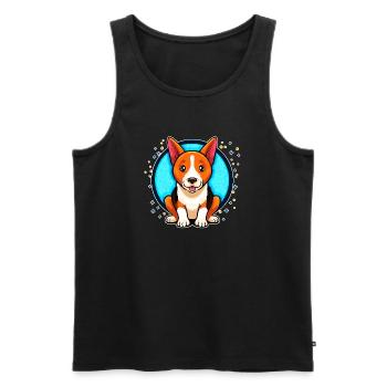 Basenji Dog (portrait comique) - Débardeur bio Premium Homme - noir - Devant - Michal (187cm)