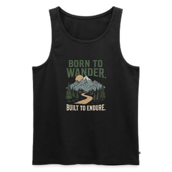 Trail Running - Born to Wander, Built to Endure - Men's Premium Organic Tank Top - black - Front - Michal (187cm)