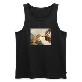 Cat Slaps God's Hand Funny Cats Meme - Men's Premium Organic Tank Top - black - Front - Michal (187cm)