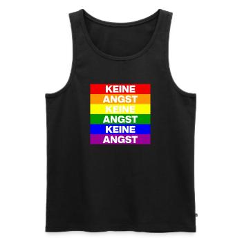 KEINE ANGST VOR FASCHISTEN, NO NZS, NIE WIEDER - Männer Premium Bio Tank Top - Schwarz - Vorne - Michal (187cm)