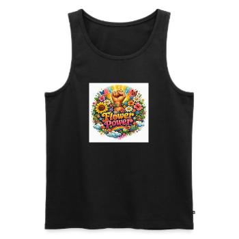 Poings et Fleurs de Flower Power - Débardeur bio Premium Homme - noir - Devant - Michal (187cm)