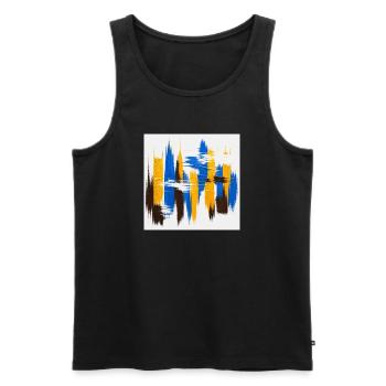 Battements Urbains Bleu Miel - Débardeur bio Premium Homme - noir - Devant - Michal (187cm)
