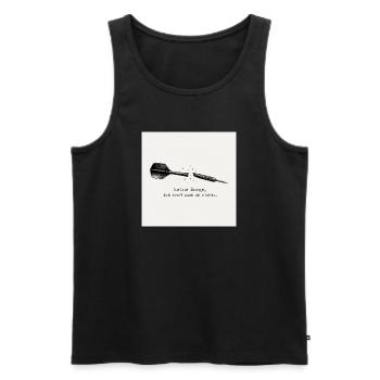 Dart Spruch: Ich Treff Doch Eh Nichts - Männer Premium Bio Tank Top - Schwarz - Vorne - Michal (187cm)