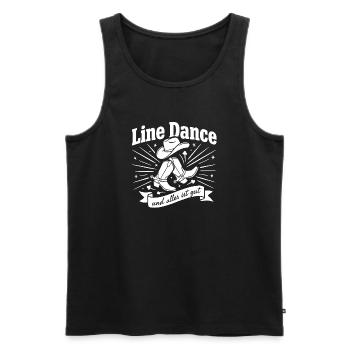 Line Dance Cowboy Boots Logo - Männer Premium Bio Tank Top - Schwarz - Vorne - Michal (187cm)
