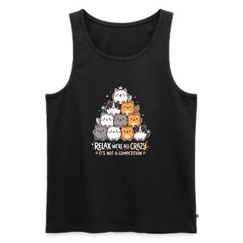 Relax, we're all crazy - Men's Premium Organic Tank Top - black - Front - Michal (187cm)