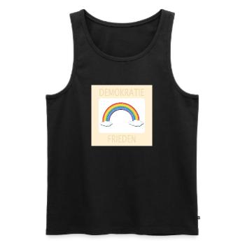 DEMOKRATIE REGENBOGEN FRIEDEN - Männer Premium Bio Tank Top - Schwarz - Vorne - Michal (187cm)