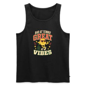 Tenniscore Tennis Club No Membership, Only - Men's Premium Organic Tank Top - black - Front - Michal (187cm)