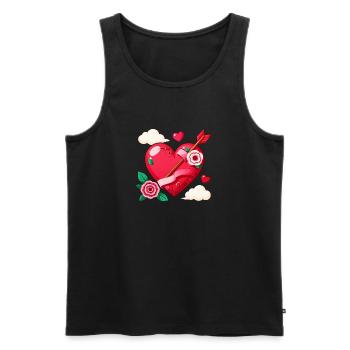 Art de la Saint-Valentin Rose Heart Arrow - Débardeur bio Premium Homme - noir - Devant - Michal (187cm)