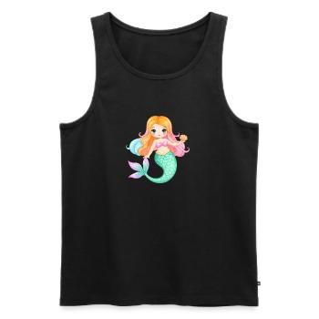 Sirène de bande dessinée avec coquillage – Design magique - Débardeur bio Premium Homme - noir - Devant - Michal (187cm)