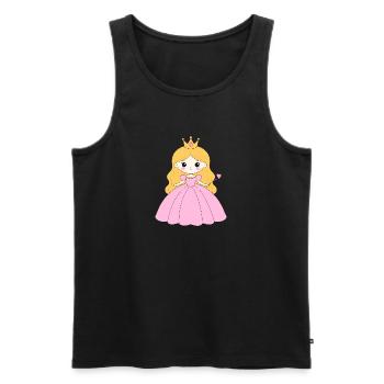 Princesse à la couronne et robe rose – Conte de fées - Débardeur bio Premium Homme - noir - Devant - Michal (187cm)