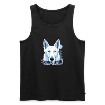 Retro Alpine White Shepherd, Snow Shadow Dog Mom G - Débardeur bio Premium Homme - noir - Devant - Michal (187cm)