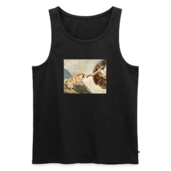 Dog God Hand Pomeranian Dog meme - Men's Premium Organic Tank Top - black - Front - Michal (187cm)