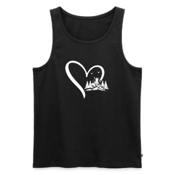 Randonnée Lover Montagne Randonnée Cœur Amoureuse de la Montagne - Débardeur bio Premium Homme - noir - Devant - Michal (187cm)