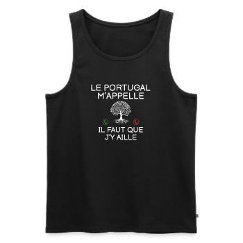 Le Portugal M Appelle Il Faut Que J Y Aille T-S... - Débardeur bio Premium Homme - noir - Devant - Michal (187cm)