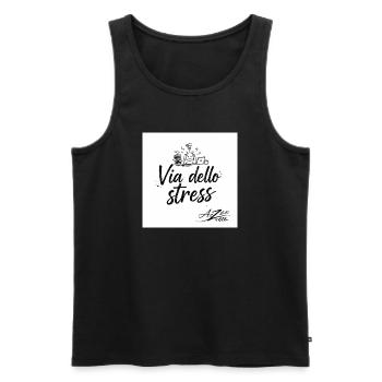 Via dello Stress: Stressabbau Humor - Männer Premium Bio Tank Top - Schwarz - Vorne - Michal (187cm)