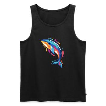 Baleine colorée dans l’océan pour les amateurs de mer et - Débardeur bio Premium Homme - noir - Devant - Michal (187cm)