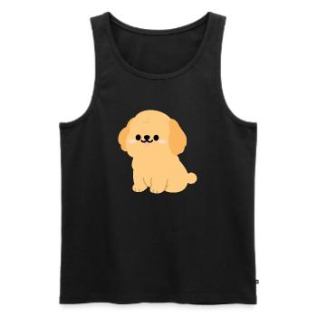 Louveteau Golden Retriever ensoleillé - Débardeur bio Premium Homme - noir - Devant - Michal (187cm)