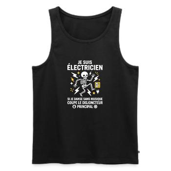 Électricien danse squelette éclair - Débardeur bio Premium Homme - noir - Devant - Michal (187cm)