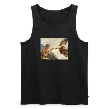 Chat gifle la main de Dieu Mème des chats drôles - Débardeur bio Premium Homme - noir - Devant - Michal (187cm)