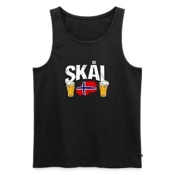 Vacances en Norvège dans les fjords de Norge Voyage en Scandinavie - Débardeur bio Premium Homme - noir - Devant - Michal (187cm)