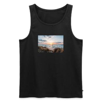 Coucher de soleil sur la plage de dunes - Débardeur bio Premium Homme - noir - Devant - Michal (187cm)