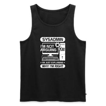 administrateur système, je ne discute pas, j’explique juste - Débardeur bio Premium Homme - noir - Devant - Michal (187cm)
