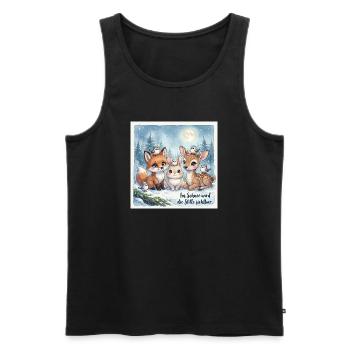 Süße Winterwald Tiere – Fuchs, Hase und Rehkitz  - Männer Premium Bio Tank Top - Schwarz - Vorne - Michal (187cm)