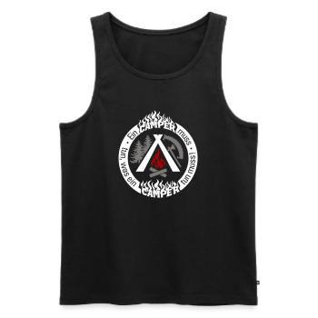 Camper cooler Spruch weiss - alle Farben änderbar - Männer Premium Bio Tank Top - Schwarz - Vorne - Michal (187cm)
