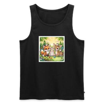 Amis mignons des bois – Fantasme Renard, Lapin et Cerf - Débardeur bio Premium Homme - noir - Devant - Michal (187cm)