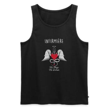 Infirmiere Mi Ange Mi Demon T-Shirt Cadeau Humour - Débardeur bio Premium Homme - noir - Devant - Michal (187cm)