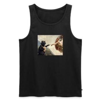 Chat gifle la main de Dieu Mème des chats drôles - Débardeur bio Premium Homme - noir - Devant - Michal (187cm)