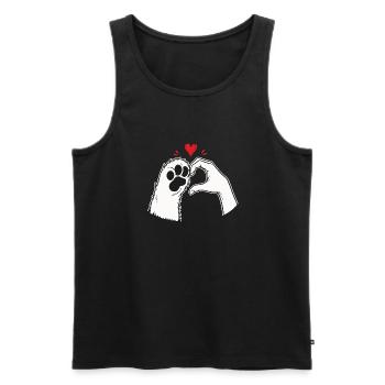 T-shirt Amour de Chat Patte Main Coeur - Débardeur bio Premium Homme - noir - Devant - Michal (187cm)