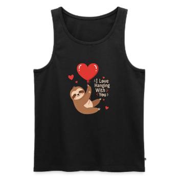 Motif de Singe câlin en Ballon Cœur - Débardeur bio Premium Homme - noir - Devant - Michal (187cm)