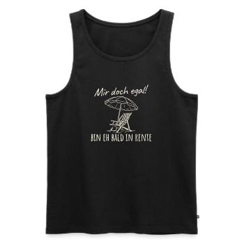 Mir doch egal Bin eh bald in Rente - Männer Premium Bio Tank Top - Schwarz - Vorne - Michal (187cm)