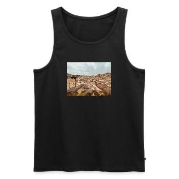 Villes labyrinthiques de pierres - Débardeur bio Premium Homme - noir - Devant - Michal (187cm)