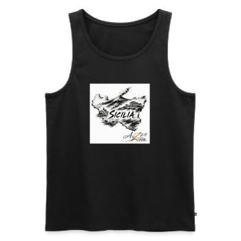 AZZO Sizilien Skizzenkarte - Männer Premium Bio Tank Top - Schwarz - Vorne - Michal (187cm)