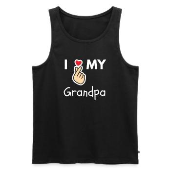 J’adore mon cadeau de famille grand-père - Débardeur bio Premium Homme - noir - Devant - Michal (187cm)