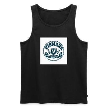 Blason de l’Université Vismara - Débardeur bio Premium Homme - noir - Devant - Michal (187cm)