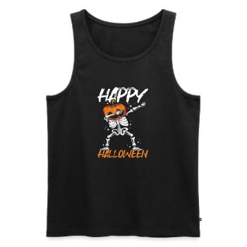Joyeux Squelette d’Halloween Dab dan Citrouille - Débardeur bio Premium Homme - noir - Devant - Michal (187cm)
