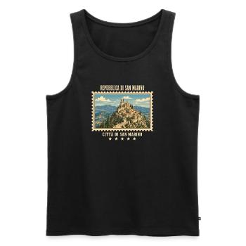 San Marino Città di San Marino Vintage Reisemarke - Männer Premium Bio Tank Top - Schwarz - Vorne - Michal (187cm)