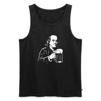 Benjamin Franklin buvant de la bière. - Débardeur bio Premium Homme - noir - Devant - Michal (187cm)