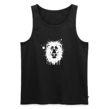 Lion in White Ink Drops - Men's Premium Organic Tank Top - black - Front - Michal (187cm)