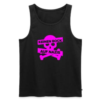 KEINEN BOCK AUF NAZIS, NO NZS, NO AFD, PINK SKULL - Männer Premium Bio Tank Top - Schwarz - Vorne - Michal (187cm)
