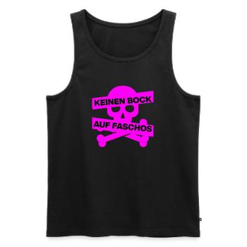 KEINEN BOCK AUF FASCHO, NO NZS, NO AFD, PINK SKULL - Männer Premium Bio Tank Top - Schwarz - Vorne - Michal (187cm)