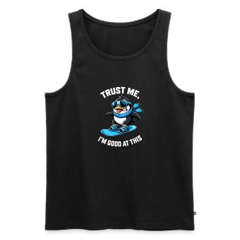 Penguin sur le discours des sports d’hiver sur le snowboard - Débardeur bio Premium Homme - noir - Devant - Michal (187cm)